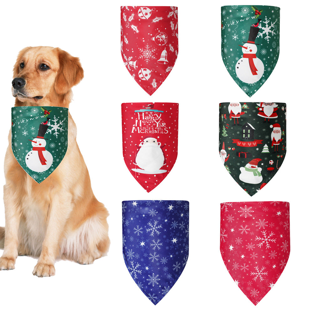 Snowflake Christmas Pet Triangle Scarf