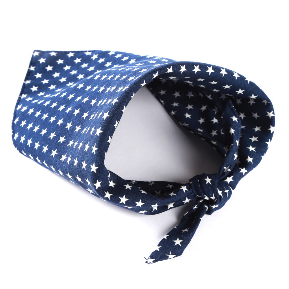 Dog Scarf Blue White Star Dog Bandanas