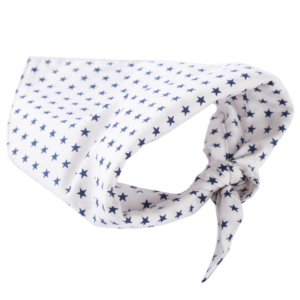 Dog Scarf Blue White Star Dog Bandanas