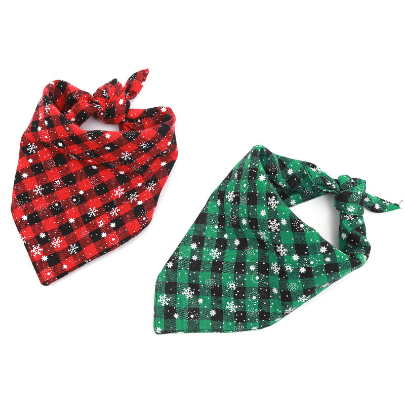 Plaid Snowflake Christmas Dog Scarf