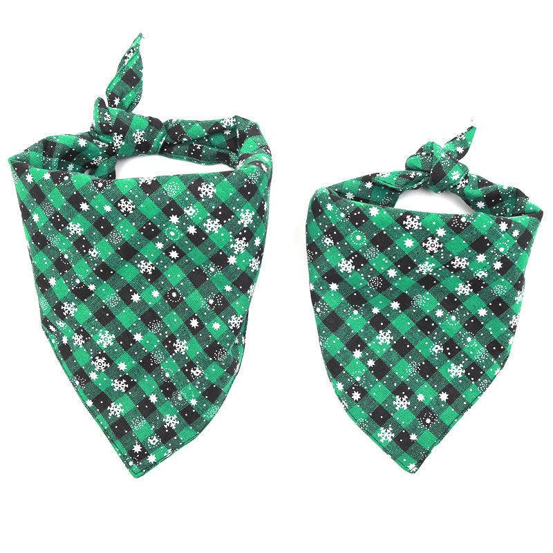 Plaid Snowflake Christmas Dog Scarf
