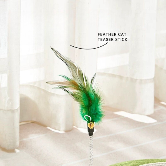 Sisal Cat Scratcher Lounge Bed with Feather Teaser Toy