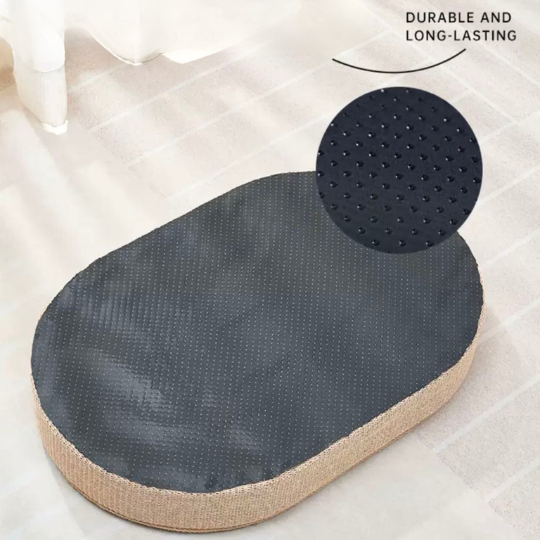 Sisal Cat Scratcher Lounge Bed with Feather Teaser Toy