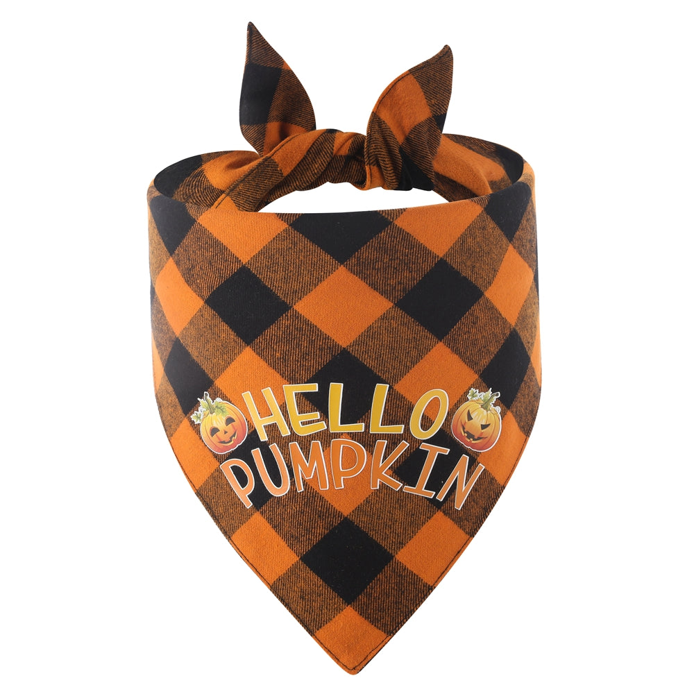 Plaid Halloween Pumpkin Dog Bandana