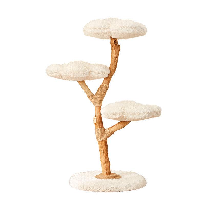 Premium Solid Wood Cat Tree, Natural Fruitwood