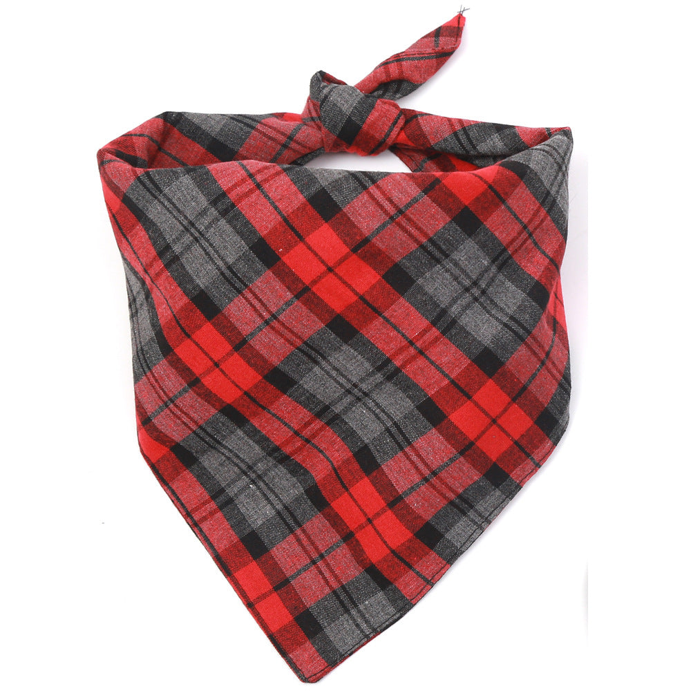 Washable Dog Bandanas Square Plaid Printing