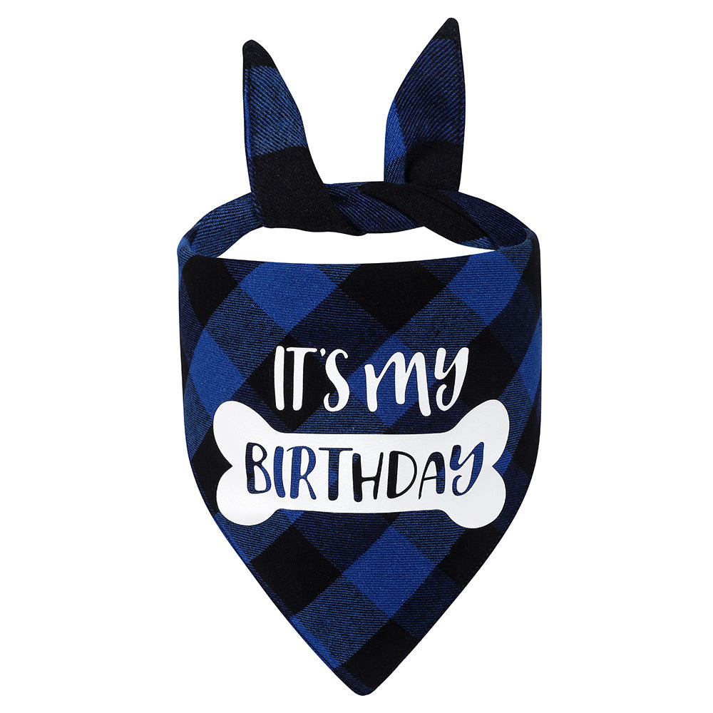 Funny Cute Plaid Dog Scarf for Pet Birthday