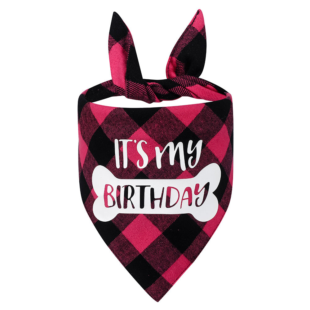Funny Cute Plaid Dog Scarf for Pet Birthday