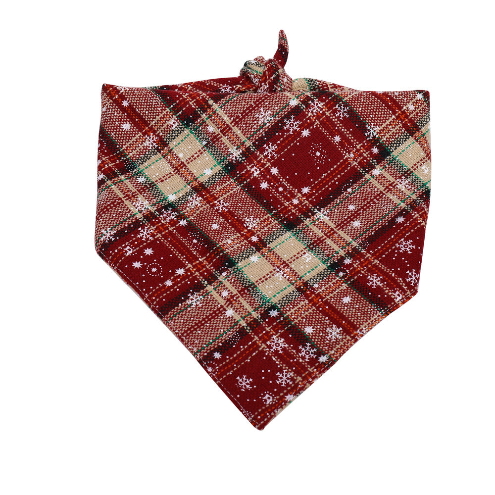 Plaid Snowflake Christmas Dog Scarf