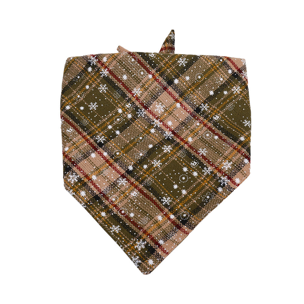Plaid Snowflake Christmas Dog Scarf