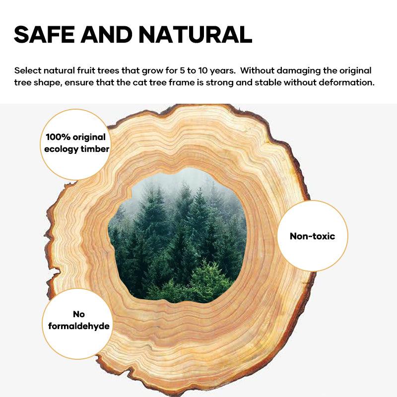 Premium Solid Wood Cat Tree, Natural Fruitwood